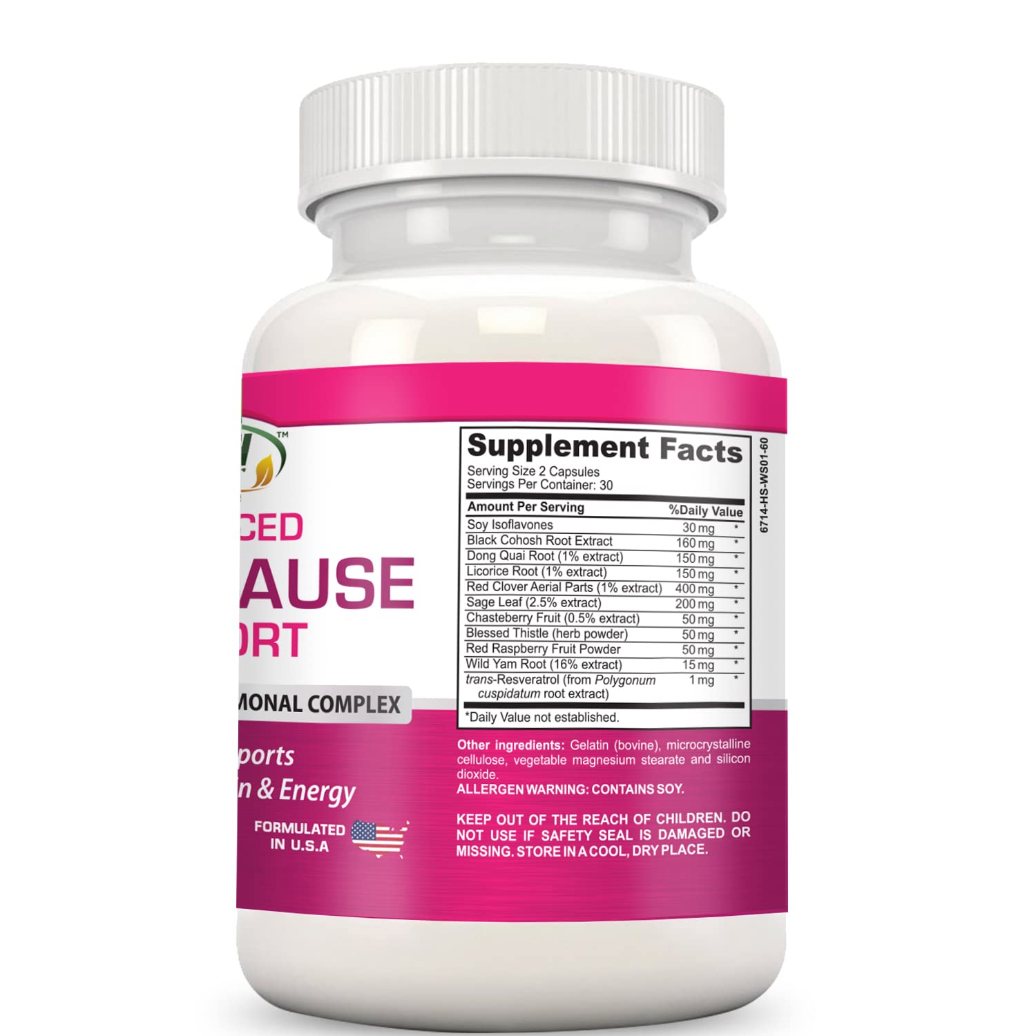 Advanced Menopause Support - Natural Female Hormonal Complex for Hot Flashes, Mood Swings & Vaginal Dryness - Black Cohosh, Soy Isoflavones & Herbal Extract Formula - Does Not Include Hormones Gold Banner uk supplements