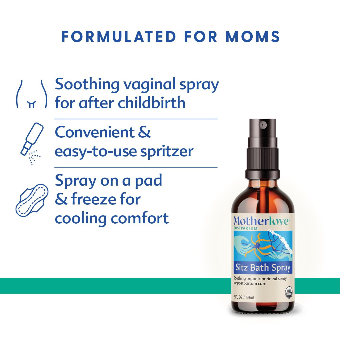 Motherlove Sitz Bath Spray (2 oz) Sitz Bath for Postpartum Care—Herbal Perineal Spray w/Witch Hazel—USDA Organic, Vegan, & Cruelty Free Motherlove uk supplements