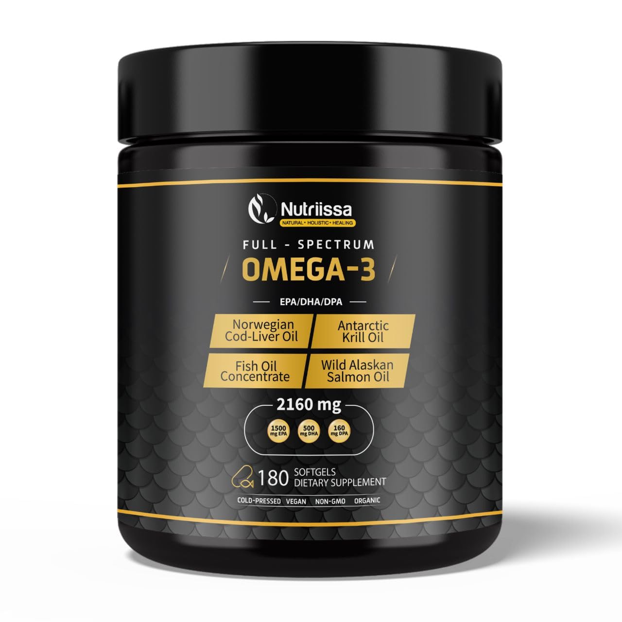 Nutriissa Omega 3 - Full Spectrum - 180 Count - High Concentrate Formula Fish Oil, Krill Oil Nutriissa uk supplements
