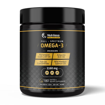 Nutriissa Omega 3 - Full Spectrum - 180 Count - High Concentrate Formula Fish Oil, Krill Oil Nutriissa uk supplements