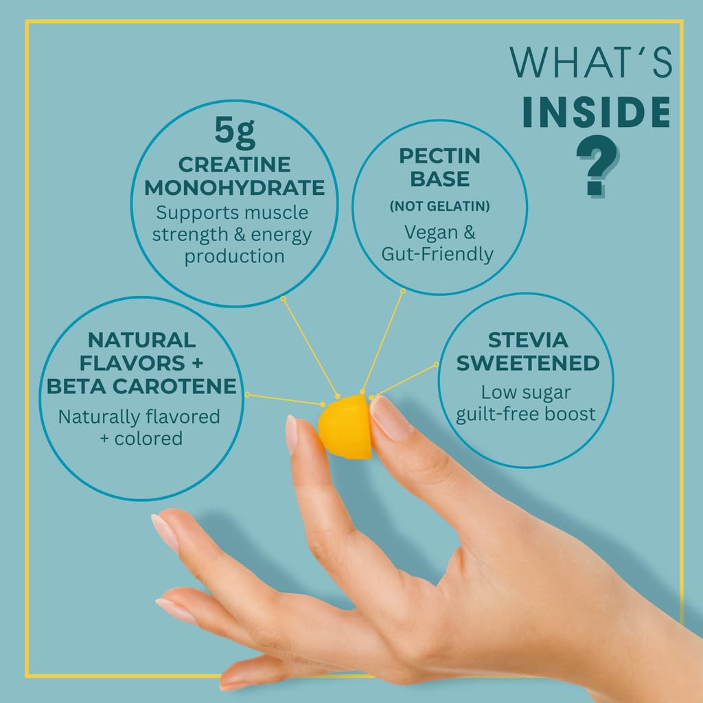 Consult Health CREOVATE CREATINE MONOHYDRATE Gummies 5g Dose for Men & Women to Support Muscle, Strength, Recovery, Cognitive Health & Memory, Zero Sugar, Gluten Free, Natural Lemon, 90 Count Consult Health uk supplements