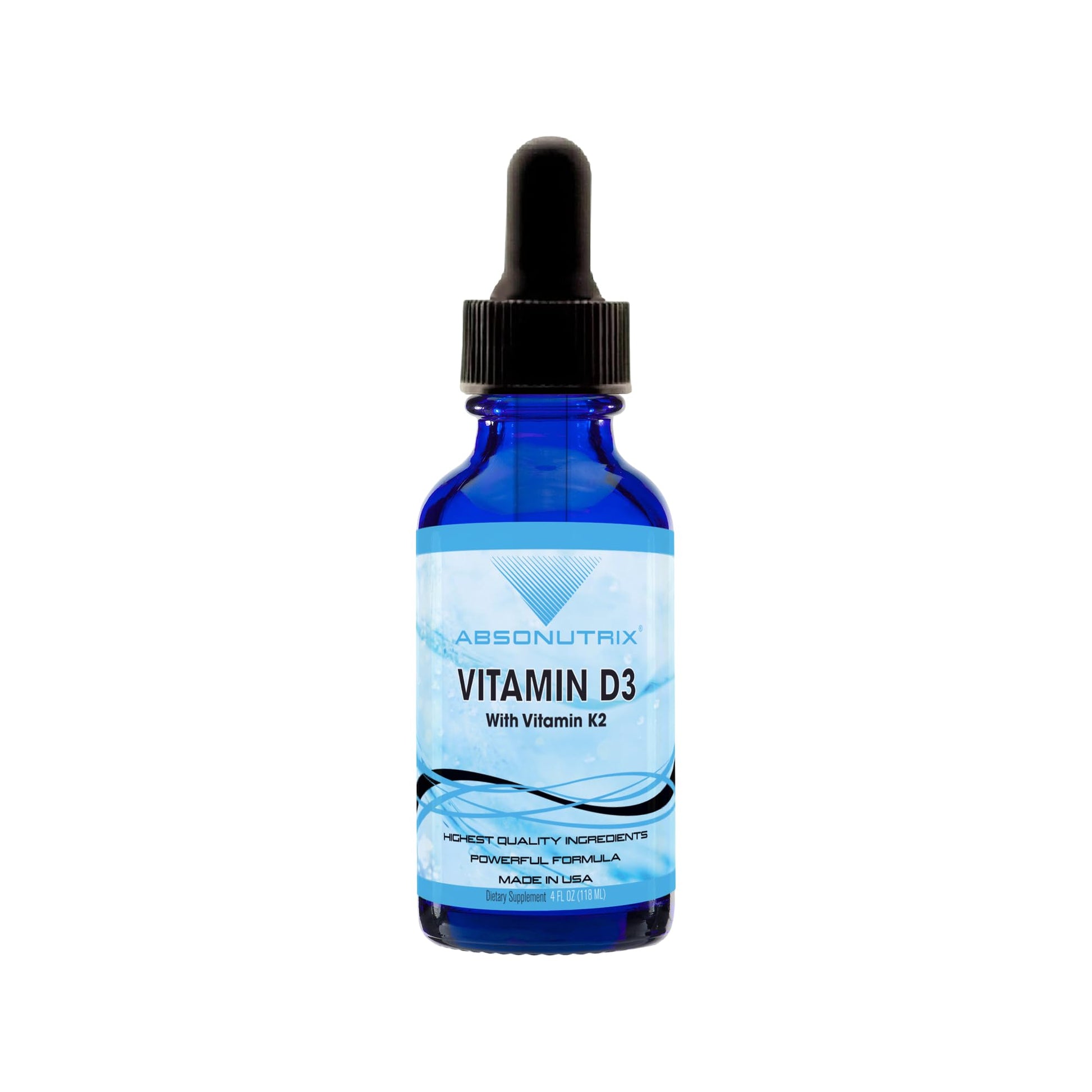 Absonutrix Vitamin D3 K2 Drops, 390mg, 4 Oz Liquid, 302 Servings, Made in USA, Quick Absorption, Quality Potent Ingredients, Non-GMO, GMP Certified, Cruelty-Free Products, Bone Strength Supplements Absonutrix uk supplements
