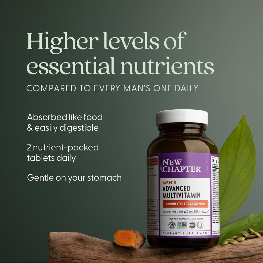 New Chapter Men's Multivitamin Advanced Formula for Stress, Brain, Immune, Heart & Energy Support, Higher Levels of Whole New Chapter uk supplements