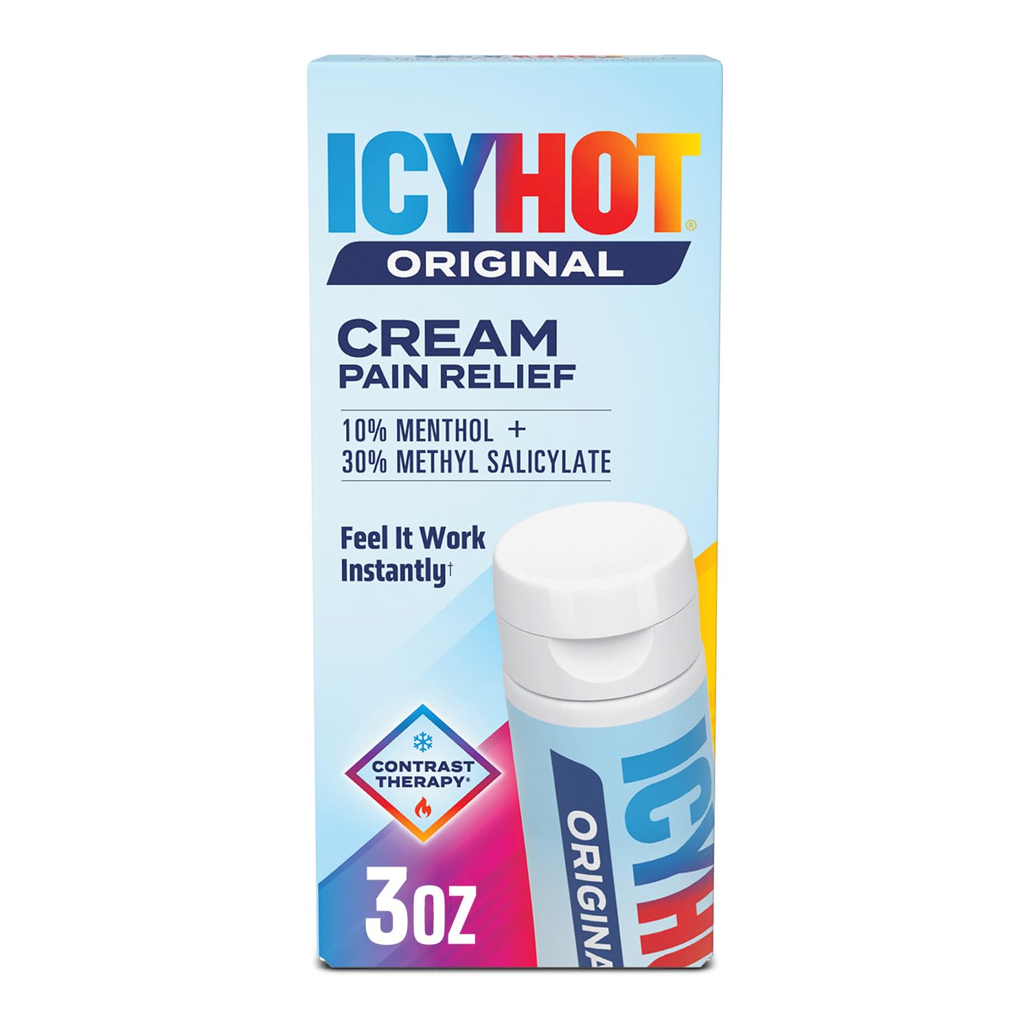 Icy Hot Original Pain Relief Cream, Fast-Acting Pain Relief with Menthol 10% and Methyl Salicylate 30%, Ice and Heat Contrast Therapy for Backaches, Joints, Muscle Strains and Arthritis, 3 oz Icy Hot uk supplements