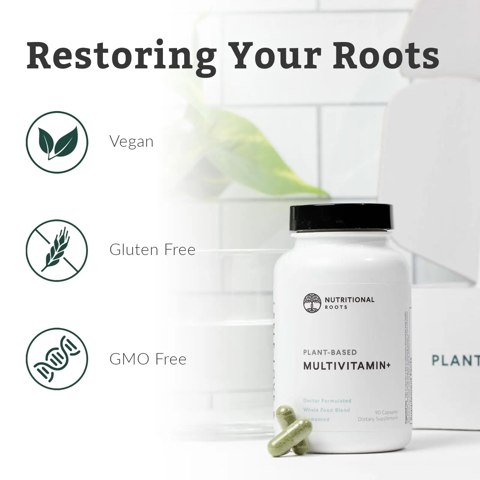 Nutritional Roots Multivitamin+, Award-Winning Plant-Based (Vegan) Multivitamin, Organic Vegetables & Herbs Nutritional Roots uk supplements