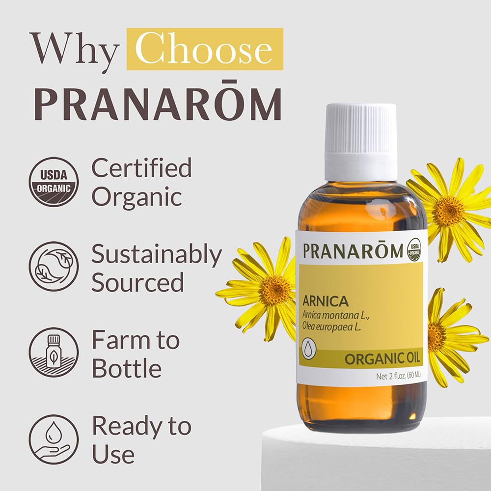 Pranarom - USDA Certified Organic French Arnica Virgin Plant Oil - 2 fl oz Glass Bottle - Massage Oil for Body Pranarom uk supplements