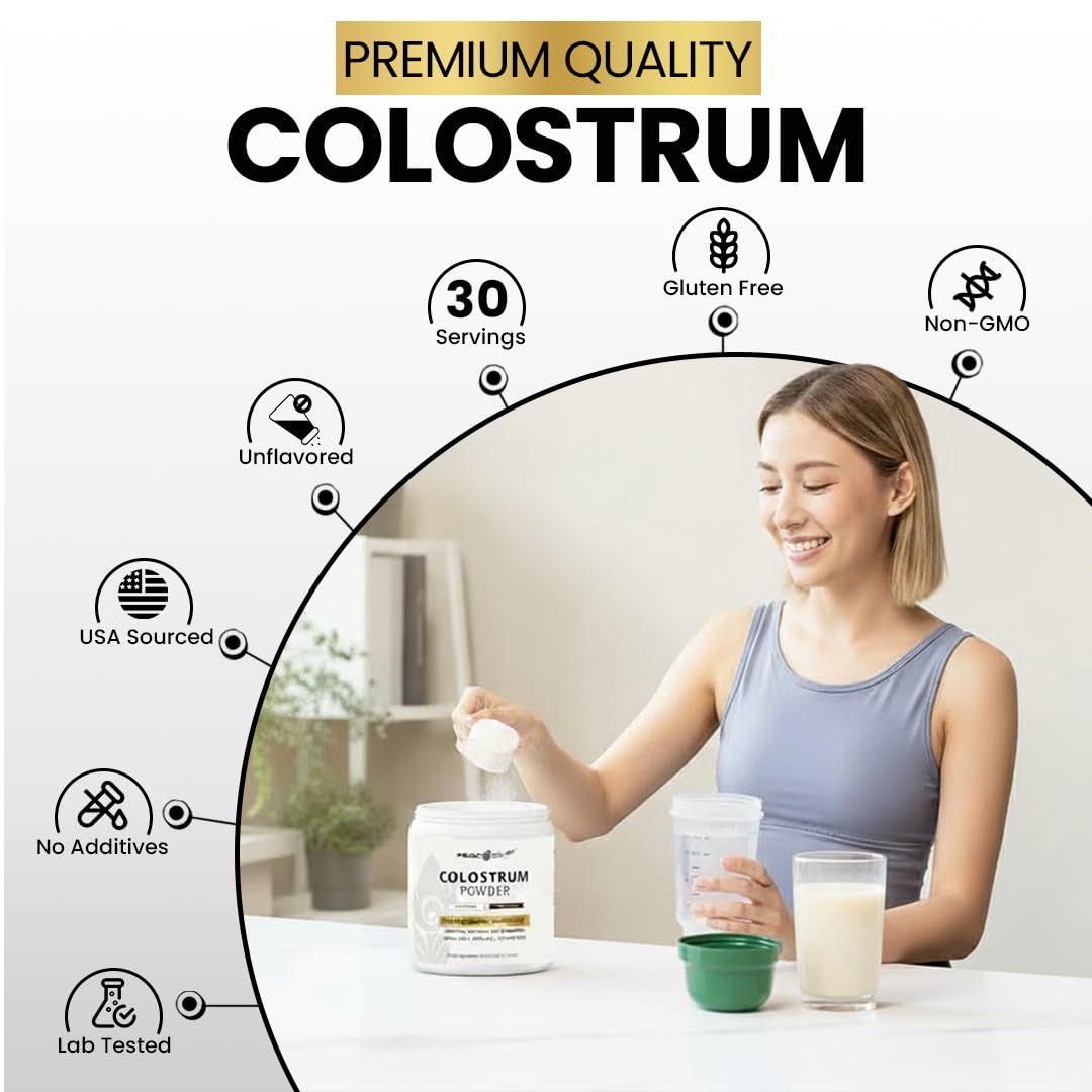 Peacock Max Colostrum Powder – 60g (30 Servings), Unflavored Bovine Colostrum Supplement, Superfood for Hair, Skin & Gut Health, Gluten-Free, Non-GMO Peacock Max uk supplements