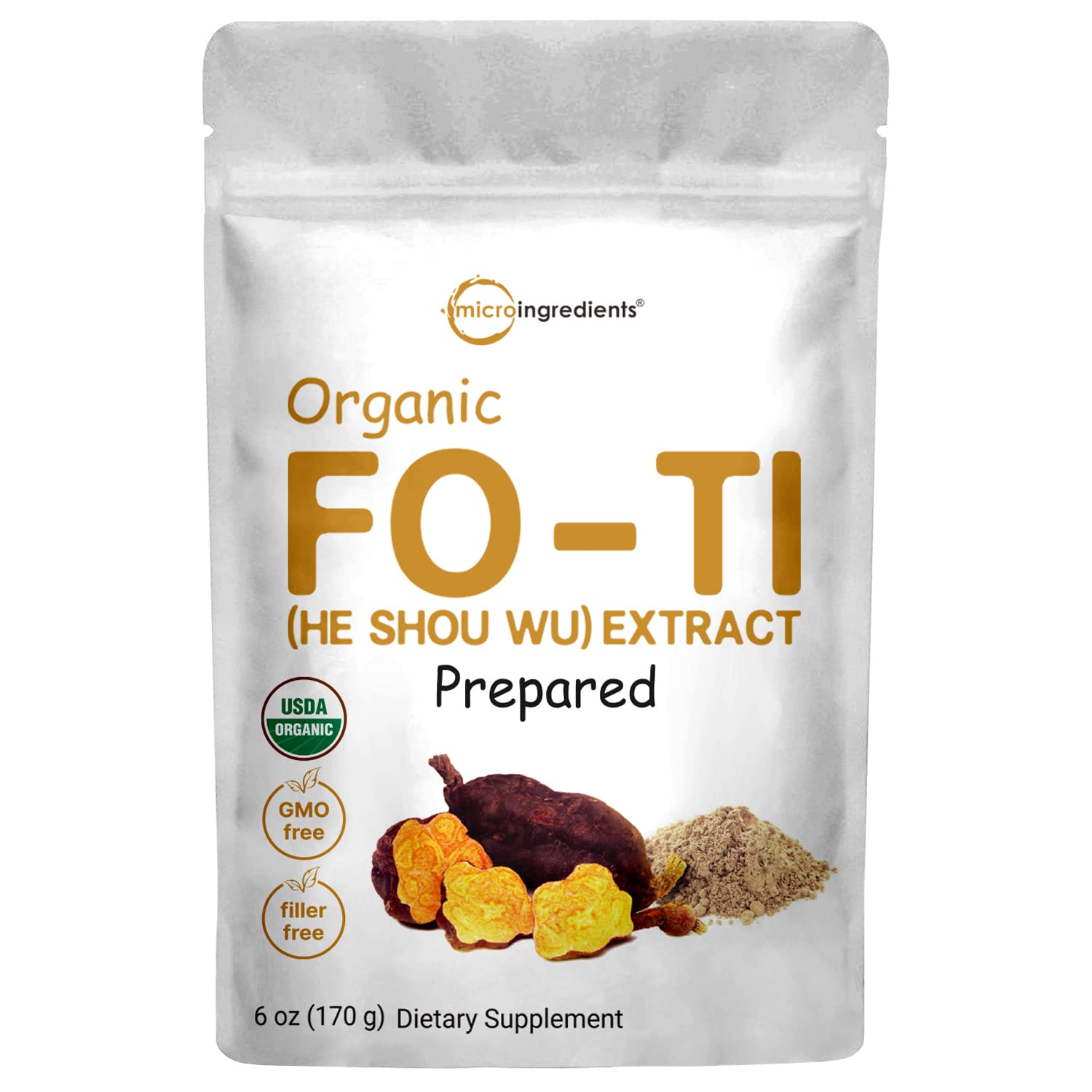Organic He Shou Wu, Pure Fo Ti Extract Powder, 6 Ounce, Prepared Foti Steaming Micro Ingredients uk supplements