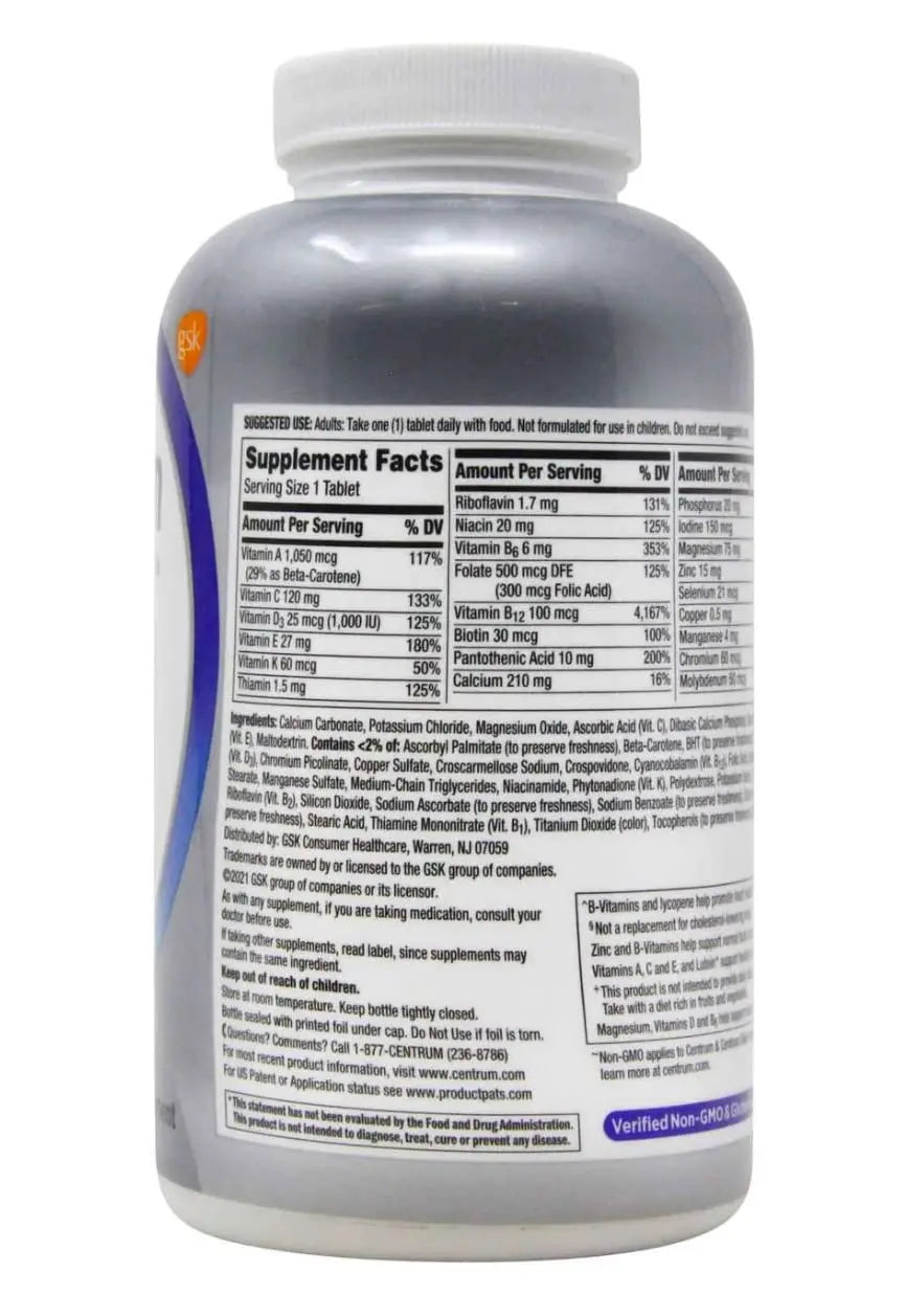 Centrum Men 50+ Multivitamin Tablet Age 50 and Older 275ct Centrum uk supplements