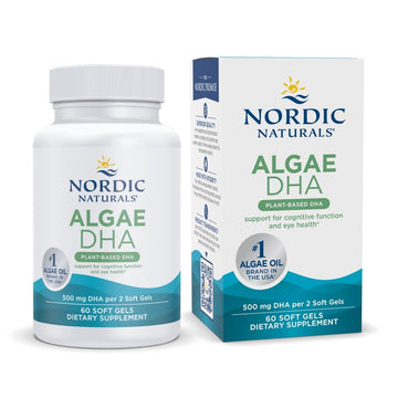 Nordic Naturals Algae DHA - 60 Soft Gels - 500 mg Omega-3 DHA - Certified Vegan Algae Oil - Plant-Based DHA - Brain, Eye & Nervous System Support - Non-GMO - 30 Servings Nordic Naturals uk supplements