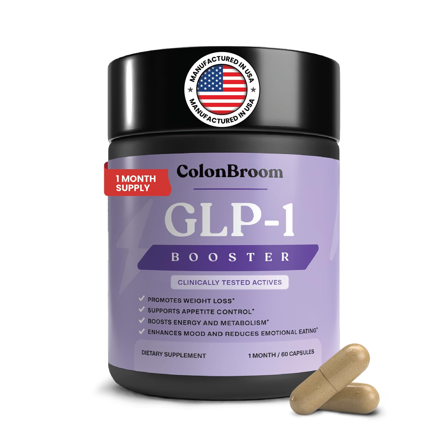 ColonBroom GLP-1 Weight Management Supplement for Women & Men - GLP1 Supports Gut Health, Metabolic Wellness & Appetite Regulation - Vegan, Gluten-Free Diet Capsules | 60 Count ColonBroom uk supplements