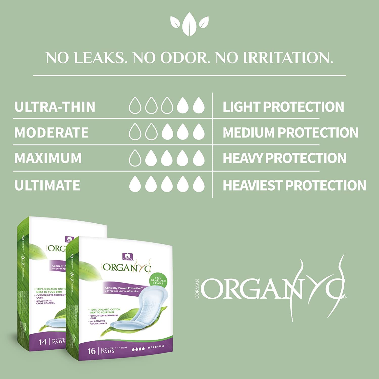 Organyc 100% Organic Cotton Light Incontinence Liners for Bladder Leakage Control Organyc uk supplements
