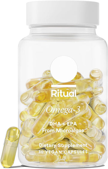 Ritual Omega 3 - Vegan - Science-Backed Dose of DHA & EPA Fatty Acids in 2:1 Ratio, Bioavailable, Brain and Heart Health Support, Minimal Burp-Back, Sustainably Sourced Microalgae, 30 Day Supply Ritual uk supplements