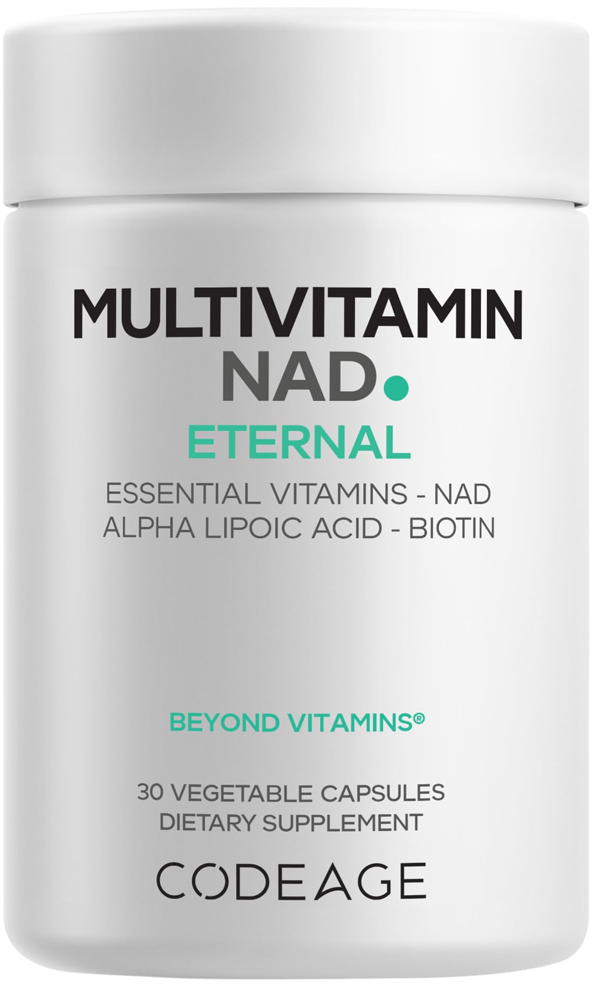 Codeage Multivitamin NAD Supplement - NAD+ Energy & Healthy Aging Support - Vitamin D3 K2, P5P, Methylated B12, Alpha Lipoic Acid, Folate, Riboflavin, Biotin, B Complex Pills - Non-GMO - 30 Capsules Codeage uk supplements