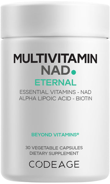 Codeage Multivitamin NAD Supplement - NAD+ Energy & Healthy Aging Support - Vitamin D3 K2, P5P, Methylated B12, Alpha Lipoic Acid, Folate, Riboflavin, Biotin, B Complex Pills - Non-GMO - 30 Capsules Codeage uk supplements