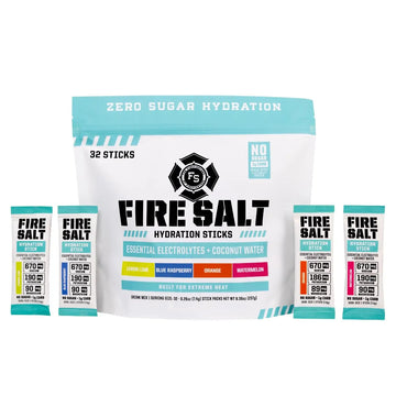 Fire Science Fire Salt Hydration Sticks, Electrolytes & Coconut Water, Hydration Drink Mix with Magnesium, Potassium & Sodium, Zero Sugar, Single Serve On the Go Packs, Fire Science Nutrition uk supplements