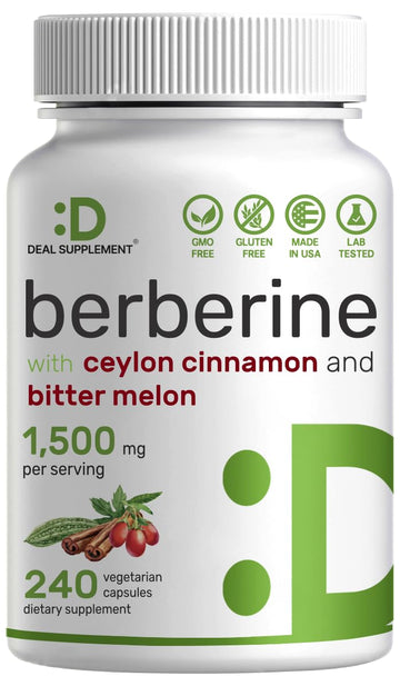 Berberine Supplement 500mg Per Capsule (1500mg Per Serving) | 240 Veggie Capsules DEAL SUPPLEMENT uk supplements