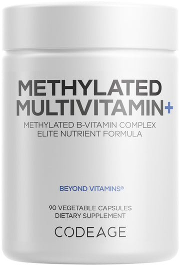 Codeage Methylated Multivitamin Supplement - B-Vitamin, Vitamins A, C, D, E, K2, B12 Methylcobalamin - L-Methylfolate - Magnesium, CoQ10, DIM, Probiotics, Benfotiamine, Lithium, Calcium - 90 Capsules Codeage uk supplements