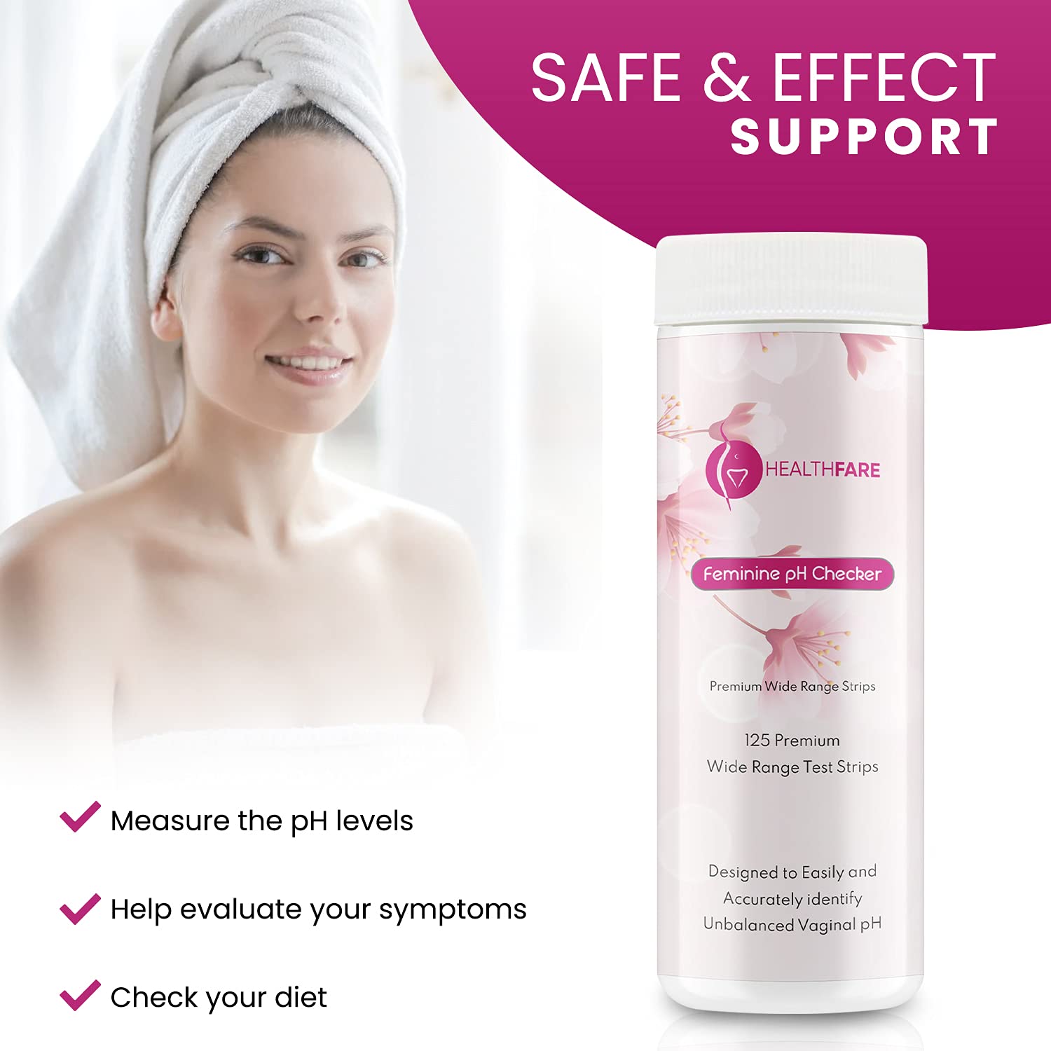 Healthfare Feminine pH Checker Test Strips to Monitor Intimate Health, Balance pH Level 3.0-5.5 Healthfare uk supplements