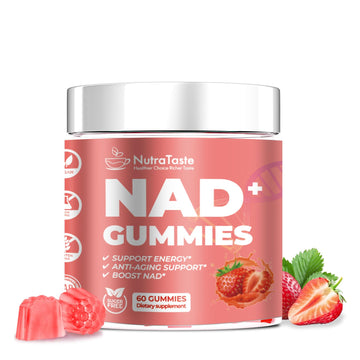 NUTRATASTE HEALTHIER CHOICE RICHER TASTE NAD⁺ Gummies Supplement for Anti-Aging, Energy & Focus Boost | Resveratrol, Nicotinamide Riboside | Strawberry Flavor, Vegan, Sugar-Free,60 Count (Pack of 1) NUTRATASTE HEALTHIER CHOICE RICHER TASTE uk supplements