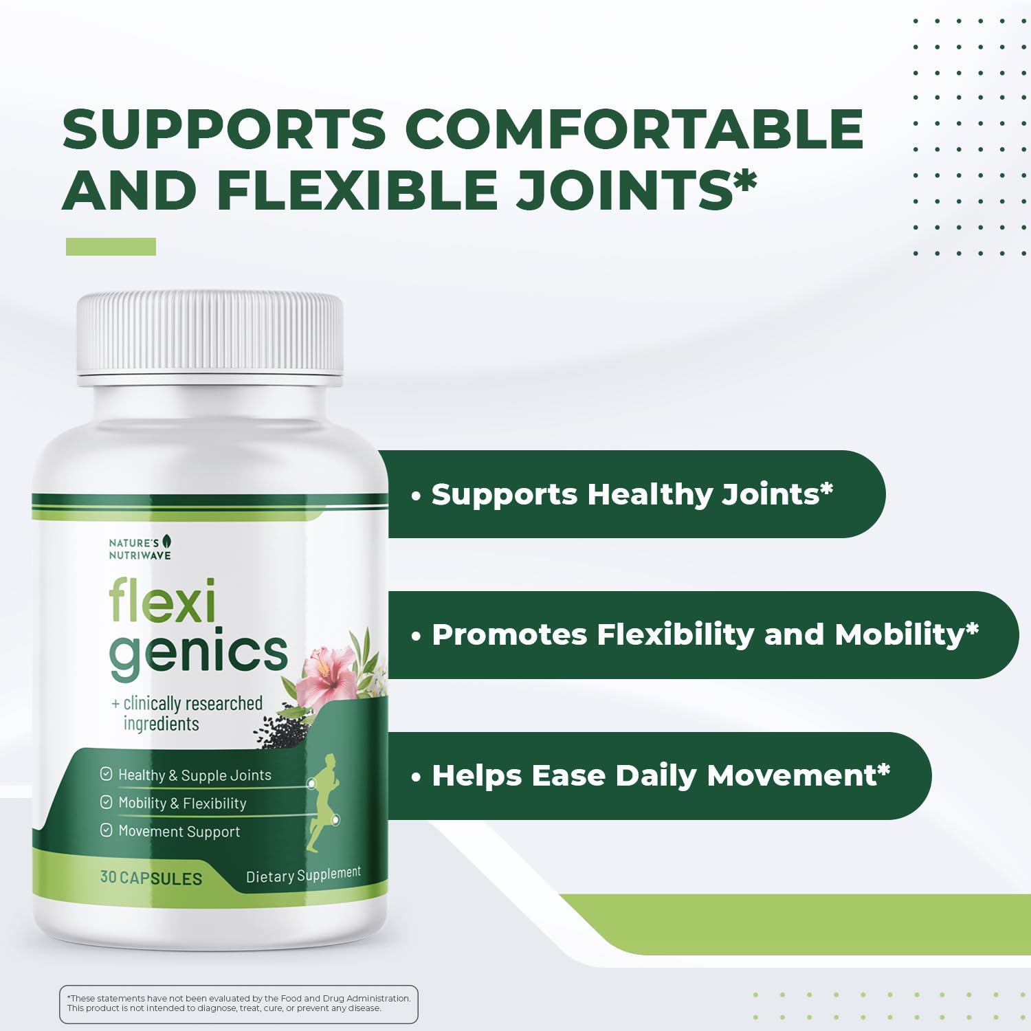 Flexigenics – Natural Support Formula with Green Tea Extract, Black Cumin Seed & Vitamin K2 – Non-GMO, Easy-to-Take – 30 Capsules, 1 Month Supply Nature’s NutriWave uk supplements
