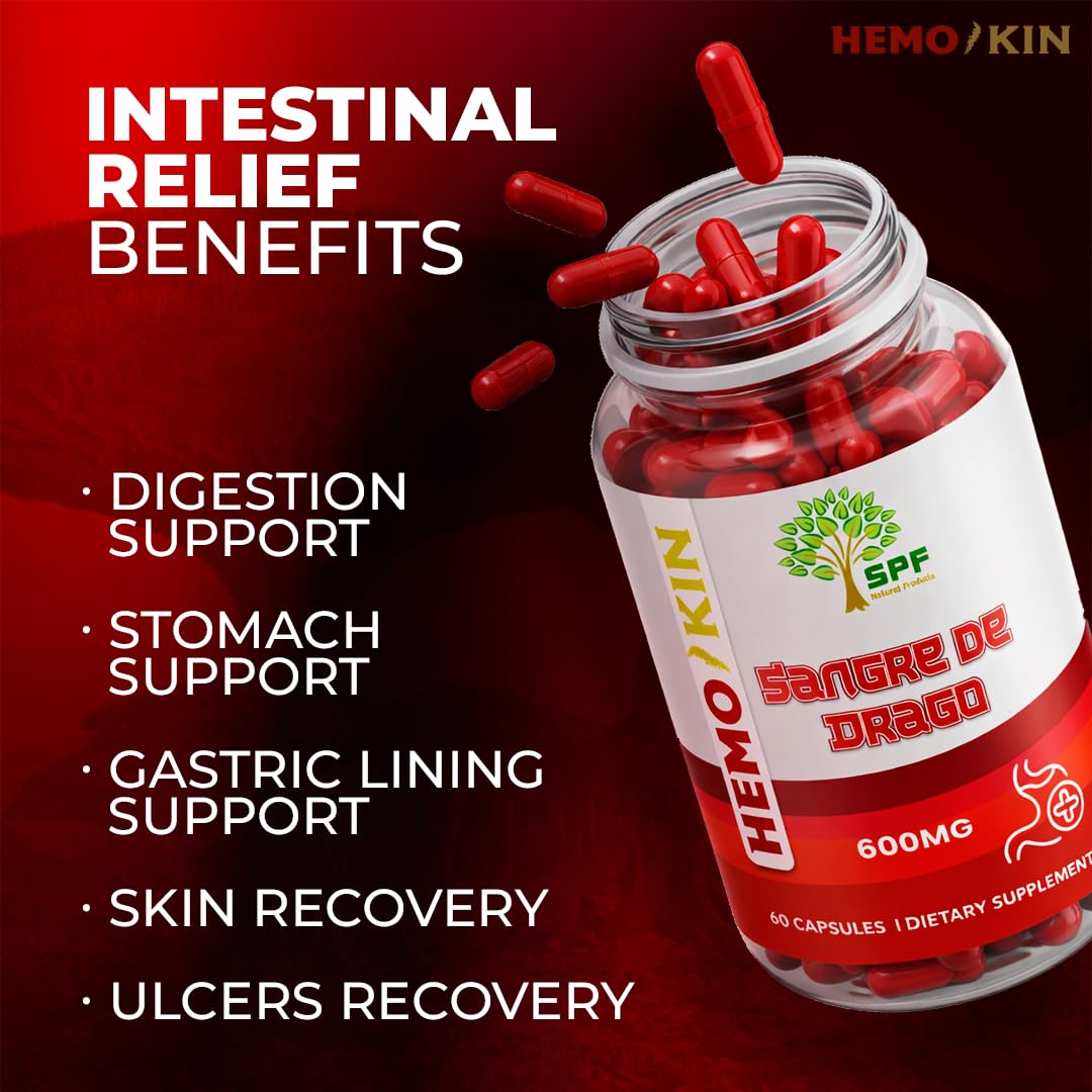 SPF Natural Products HEMOKIN with Sangre de Drago – Hemorrhoid and Fissure Relief Supplement, Helps with Itching, Swelling, Pain Relief (60 Caps) (1) SPF Natural Products uk supplements