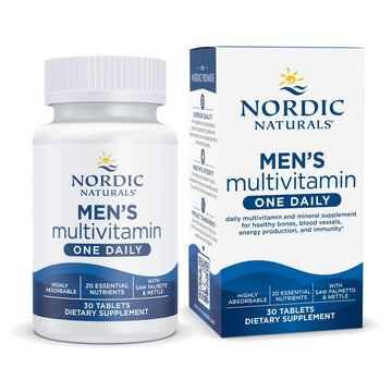 Nordic Naturals Men’s Multivitamin One Daily - Bone, Energy, & Blood-Vessel Support - Immunity Supplement - 20 Essential Nutrients - 30 Tablets - 30 Servings Nordic Naturals uk supplements