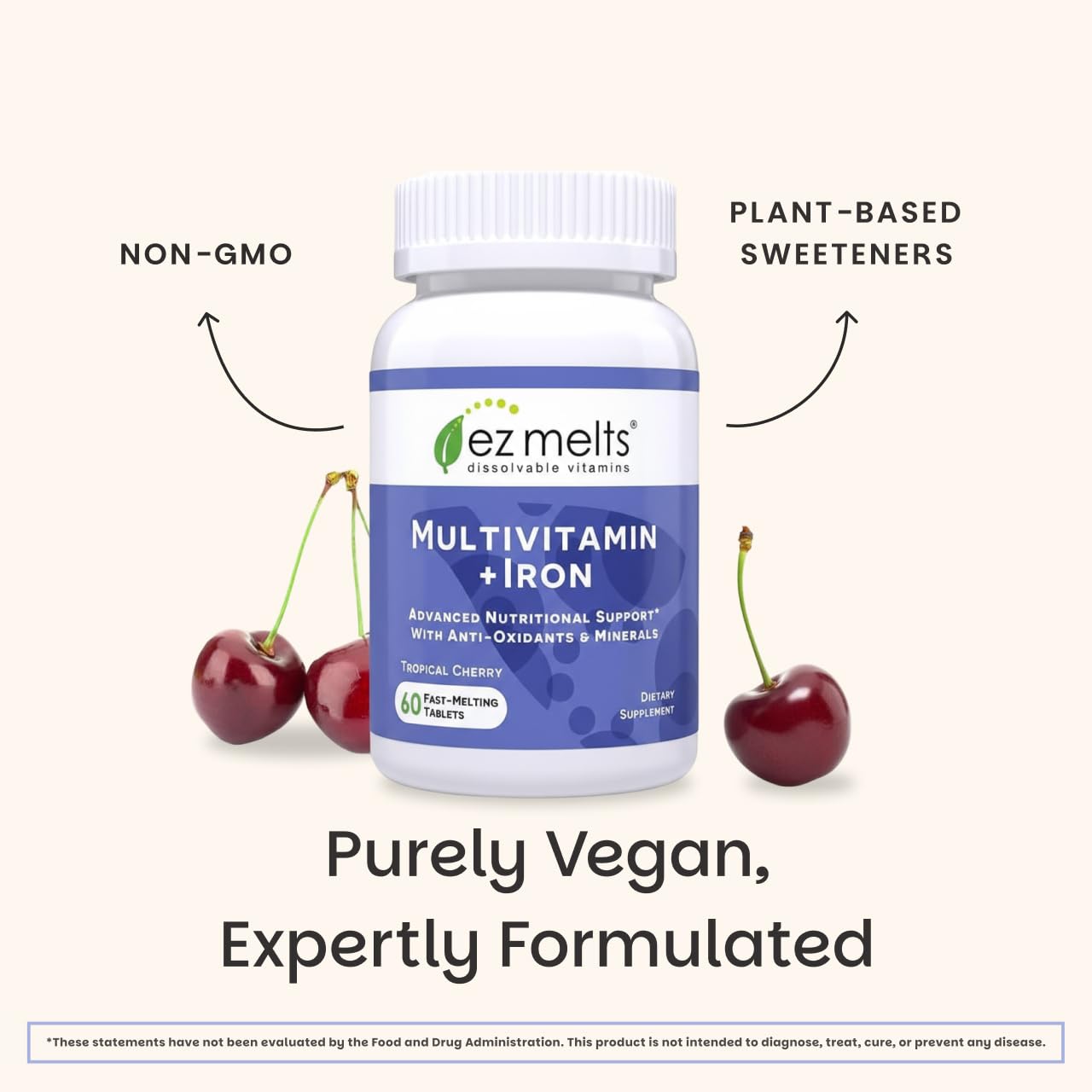 EZ Melts Multivitamin + Iron - Daily Multivitamin for Women & Men - Supports Healthy Energy Levels & Antioxidant Protection EZ Melts uk supplements
