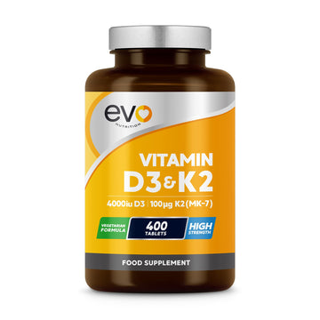 Vitamin D3 4000iu & Vitamin K2 100ug MK7 | 400 Vegetarian Tablets - 1 Year Supply EVO NUTRITION uk supplements