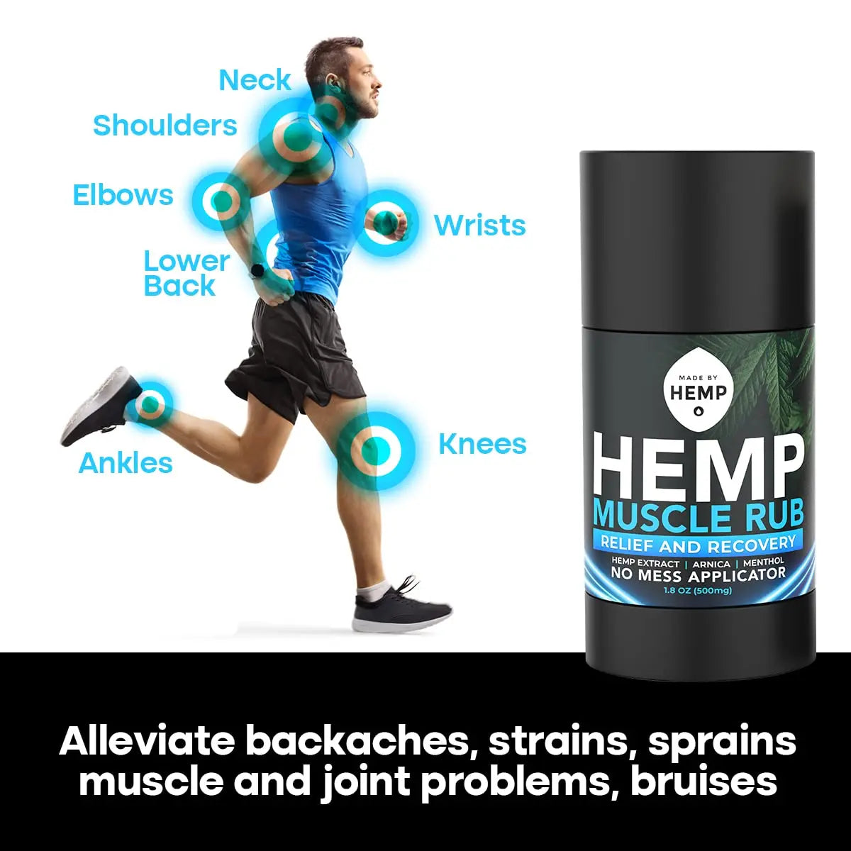 Hemp Roll On Post Workout Muscle Relief Stick for Muscles and Joints Natural Blend with Arnica, Menthol, Ginger Non Greasy Balm Cooling Soothing Support Formula Made by Hemp 1.8oz MADE BY HEMP Co. uk supplements