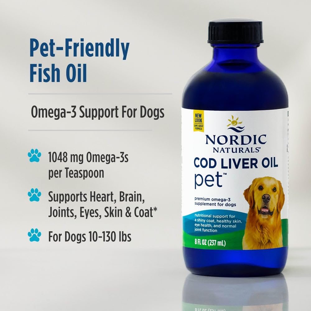 Nordic Naturals Omega-3 Pet Bundle - 2 oz Omega-3 Fish Oil for Small Dogs & Cats, 8 oz Pet Cod Liver Oil Promotes Heart, Skin, Coat, & Immune Health Nordic Naturals uk supplements
