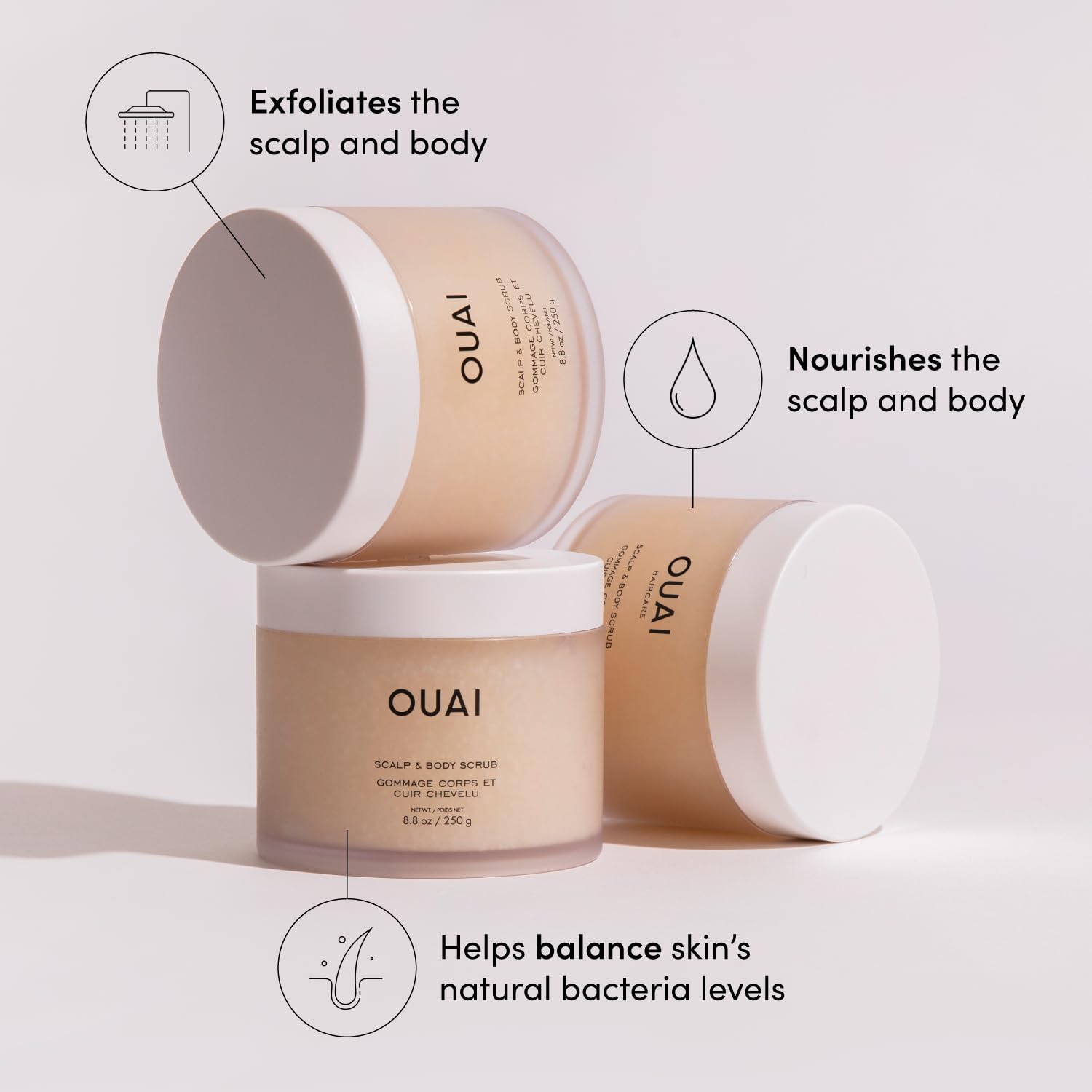 OUAI Scalp & Body Scrub, Melrose Place - Exfoliating Body Scrub with Sugar & Coconut Oil Blend for Smooth, Moisturized Skin - Gentle Scalp Exfoliator for Removing Product Build Up (8.8 Oz) OUAI uk supplements