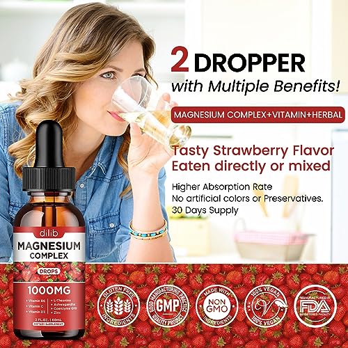 Triple Magnesium Complex Supplement, Magnesium Glycinate, Blend, Citrate Liquid Drops dilib uk supplements