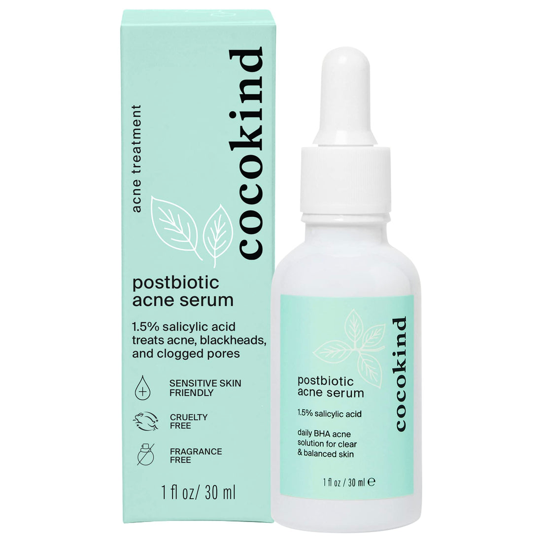 Cocokind Postbiotic Acne Serum, Salicylic Acid Serum and BHA Liquid Exfoliant - Exfoliating, Brightening and Hydrating Serum Cocokind uk supplements