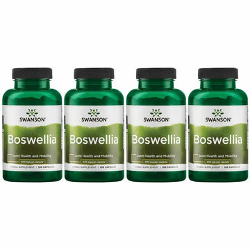 Swanson Boswellia - Herbal Supplement Promoting Joint Support - Ayurvedic Herb for Joint Flexibility & Mobility Support - Made with Boswellia Serrata Resin - (100 Capsules) (4 Pack) Swanson uk supplements