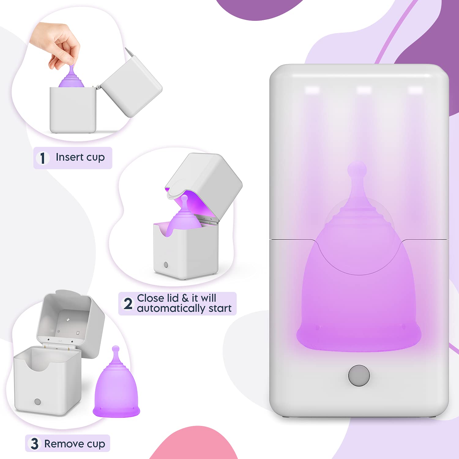 Ecoblossom Menstrual Cup Sterilizer - Modern Menstrual Cup Cleaner Unscented Sanitizer EcoBlossom uk supplements