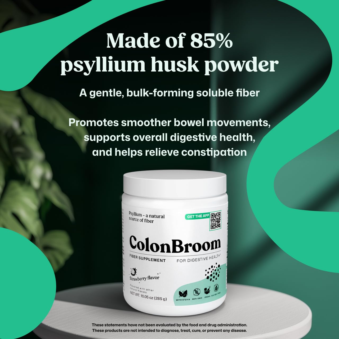 ColonBroom Psyllium Husk Powder - Colon Cleanse for Bloating Relief & Gut Health - Fiber Powder Drink - Easy to Mix - Vegan, Gluten Free, Non-GMO - Strawberry (50 Servings) ColonBroom uk supplements