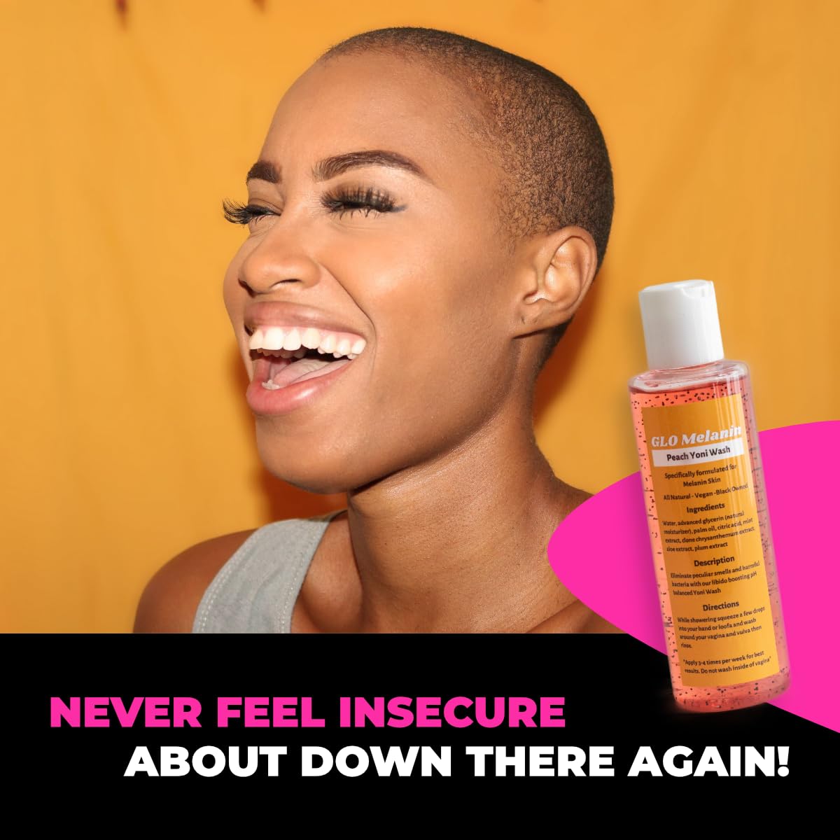 GLO Melanin Peach Yoni Wash with Aloe Vera, All Natural Feminine Wash for Women pH Balance Glo Melanin uk supplements