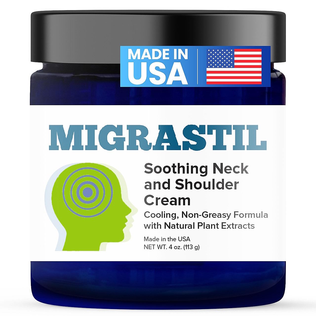 Basic Vigor Migrastil Neck & Shoulder Cream. Cooling Comfort for Migraines, Tech Neck & Tension. (4 oz.) Made in The USA. Basic Vigor uk supplements
