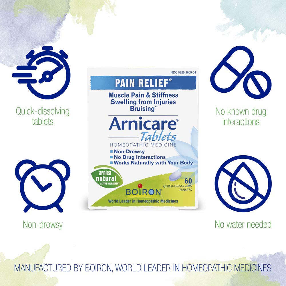 Boiron Arnicare Tablets for Pain Relief from Muscle Pain, Joint Soreness, Swelling from Injury or Bruises - 120 Count (2 Pack of 60) Boiron uk supplements