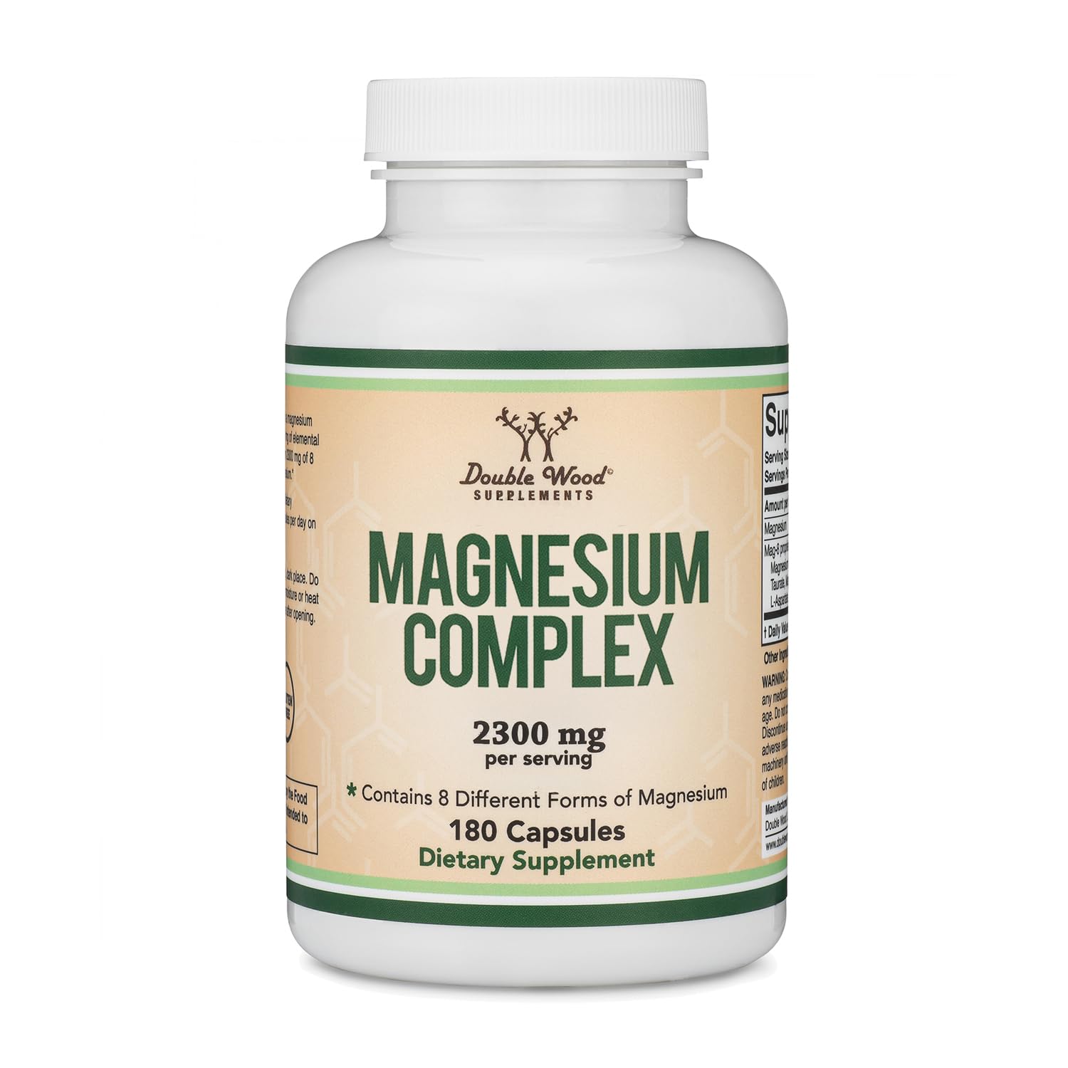 Magnesium Complex Supplement 180 Capsules (426mg Elemental Magnesium Provided by 2,300mg of Eight Different Forms of Magnesium) MAG-8 Provides 100% Daily Recommended Value of Magnesium by Double Wood Double Wood Supplements uk supplements