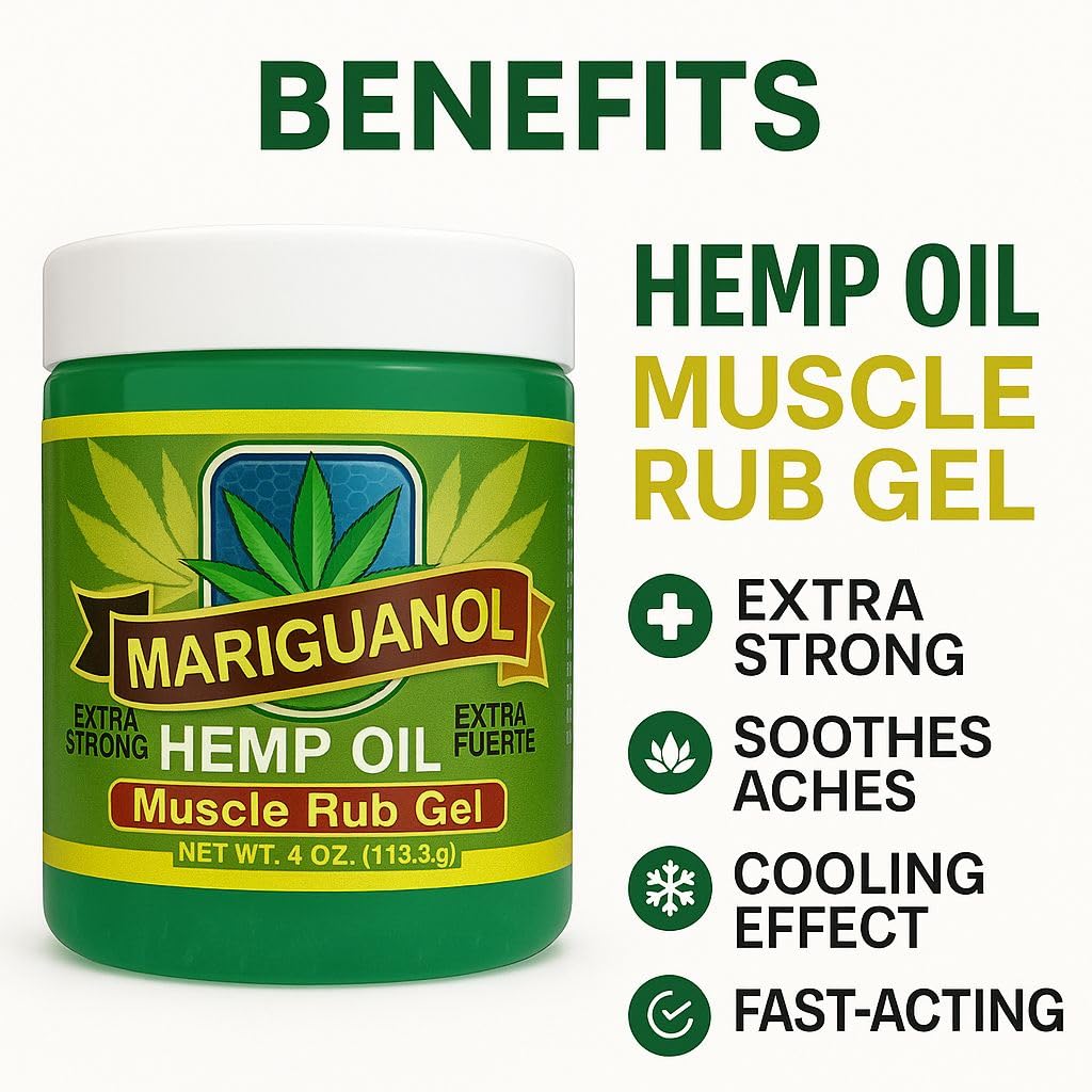 Mariguanol Extra Strong Muscle Rub Gel with Hemp Oil, Menthol & Camphor – Cooling, Fast-Absorbing Topical Gel for Post-Workout Active Lifestyles – Net Wt. (4 Ounce (Pack of 1)) MARIGUANOL uk supplements