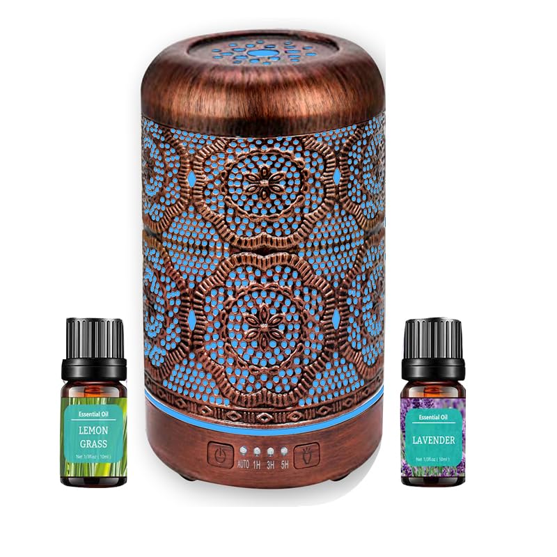 Essential Oil Diffuser, Upgraded Metal Diffusers with Lavender Lemon Essential Oils, 250ml BAIESHIJI uk supplements