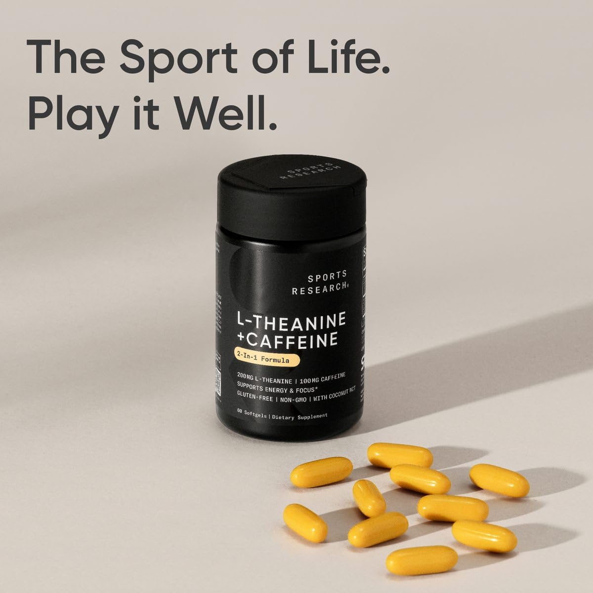 Sports Research L-Theanine Supplement with Caffeine & Coconut MCT Oil - Focused Energy, Alertness & Relaxation Without Drowsiness - 200mg L Theanine, 100mg Organic Caffeine - 60 Liquid Softgels Sports Research uk supplements