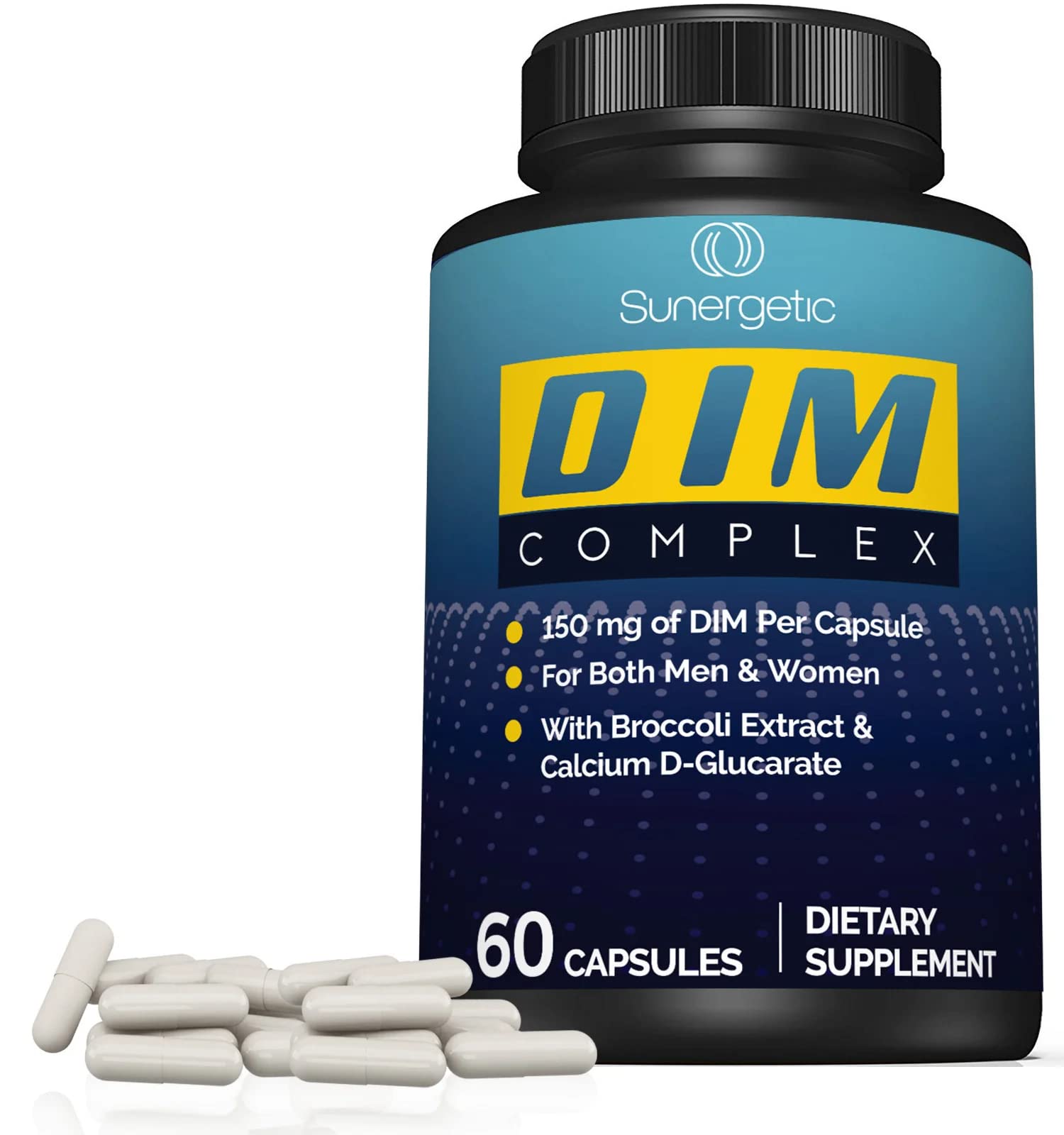 Premium DIM Supplement–Includes 150mg DIM (diindolylmethane), Broccoli, Calcium D Sunergetic uk supplements