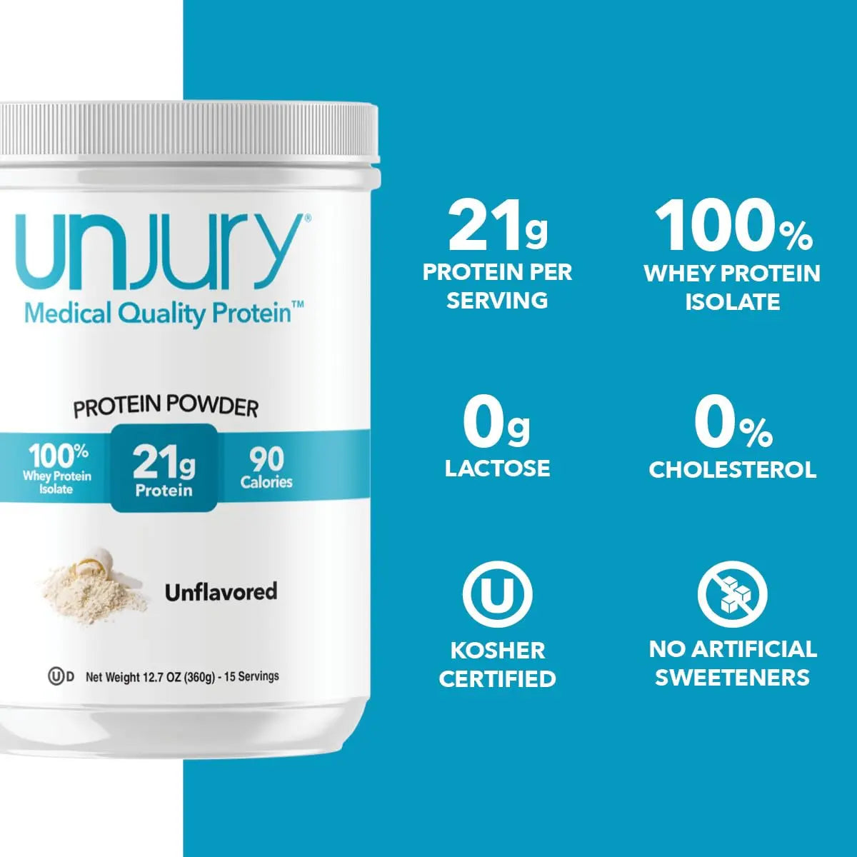 Unjury Unflavored Protein Powder | 21g 100% Whey Isolate Protein Powder | Unflavored Whey Protein Powder | Low Carb and Sugar Free Whey Protein Isolate | Gluten Free Unjury uk supplements