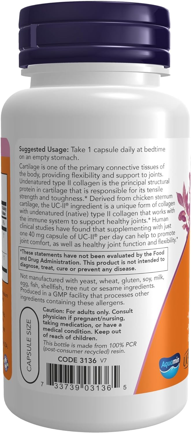 Now Supplements, UC-II Type II Collagen with Undenatured Type II Collagen, 120 Veg Capsules Tudor uk supplements