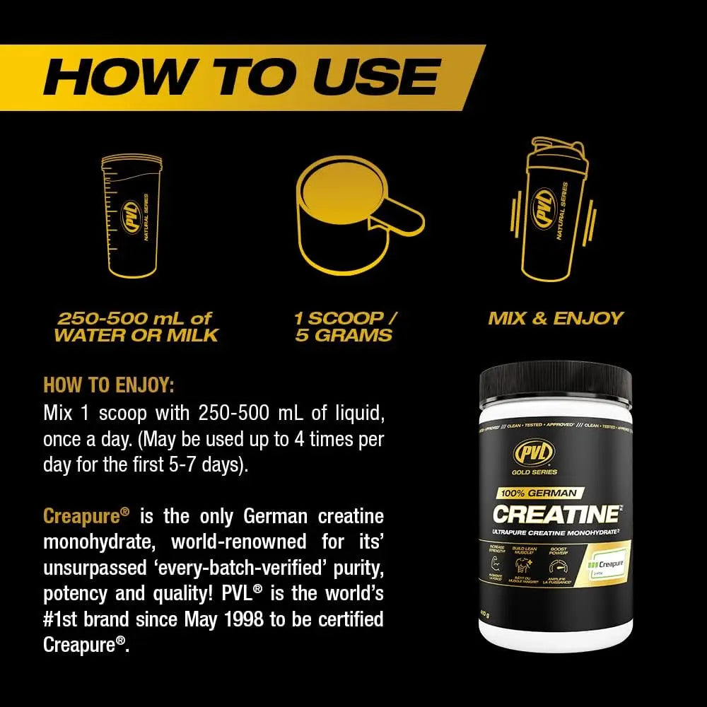 PVL Creapure Creatine – 100% Pure German Creatine Monohydrate Powder-Pharmaceutical Grade Muscle Building Supplement for Strength Training, Pre Workout & Post Workout Protein Support–410g 82 Servings PVL uk supplements
