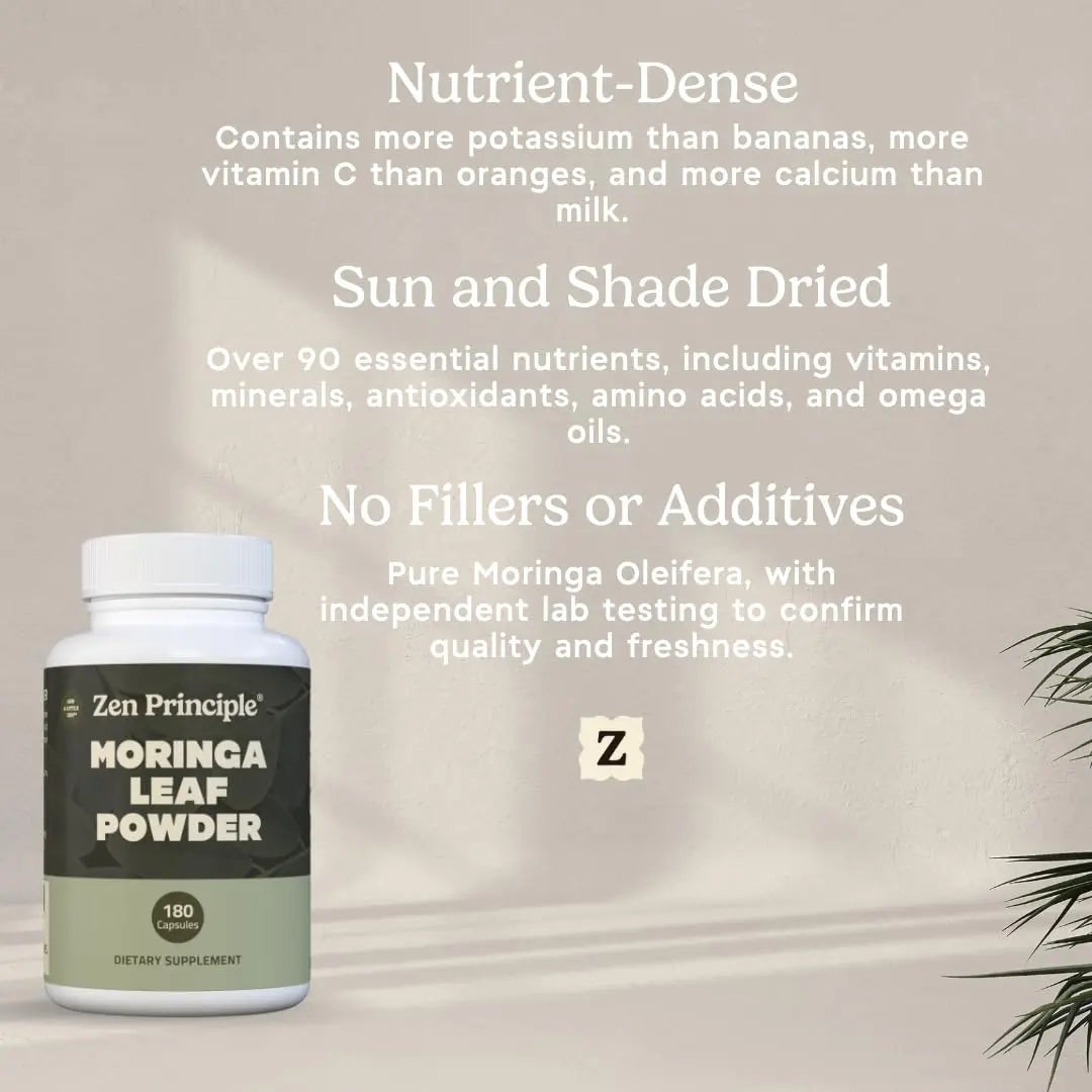 Zen Principle Organic Moringa Oleifera. Ultra-Premium. Provides an All Natural Energy Boost and Multi-Vitamin Zen Principle uk supplements