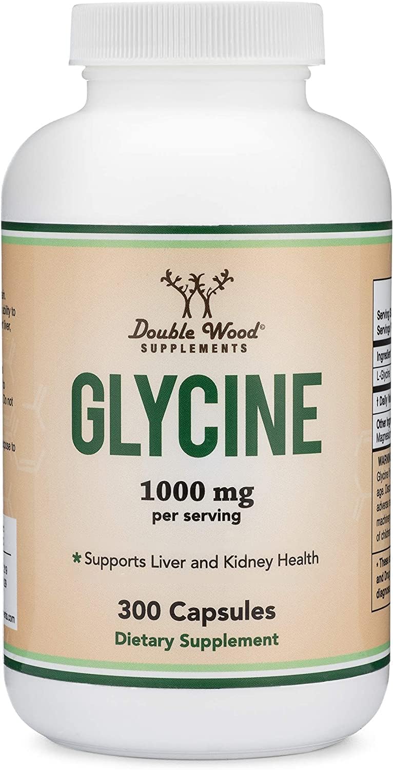 Glycine Supplement - 1,000mg Glycine Powder per Serving (300 Capsules) The Relaxing Amino Acid (Glicina) (Third Party Tested, Gluten Free, Non-GMO) by Double Wood Double Wood Supplements uk supplements